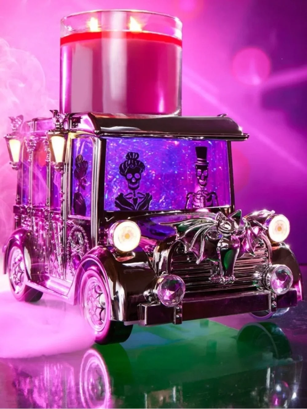 Bath & Body Works Light-up Hearse Waterglobe 3-Wick Candle Holder